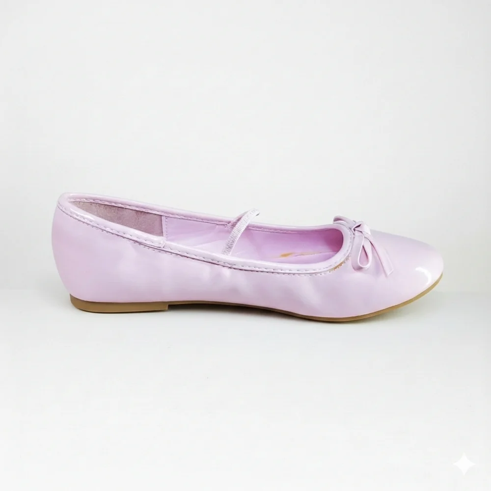 1031 Shoes Size 13/L Girls Dressy Flat Soft Pink Patent Leather Ballet Bow Ankle